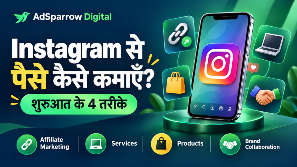 Instagram से पैसे कैसे कमाएँ—Affiliate Marketing, Services, Products और Brand Collaboration के चार तरीके।