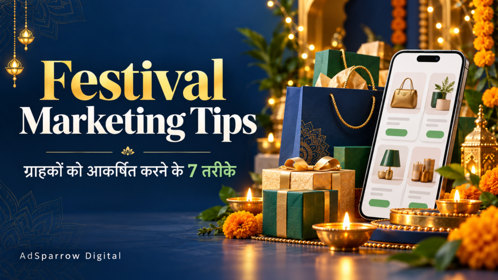 Festival Marketing Tips — गिफ्ट बॉक्स, शॉपिंग बैग और मोबाइल के साथ त्योहा